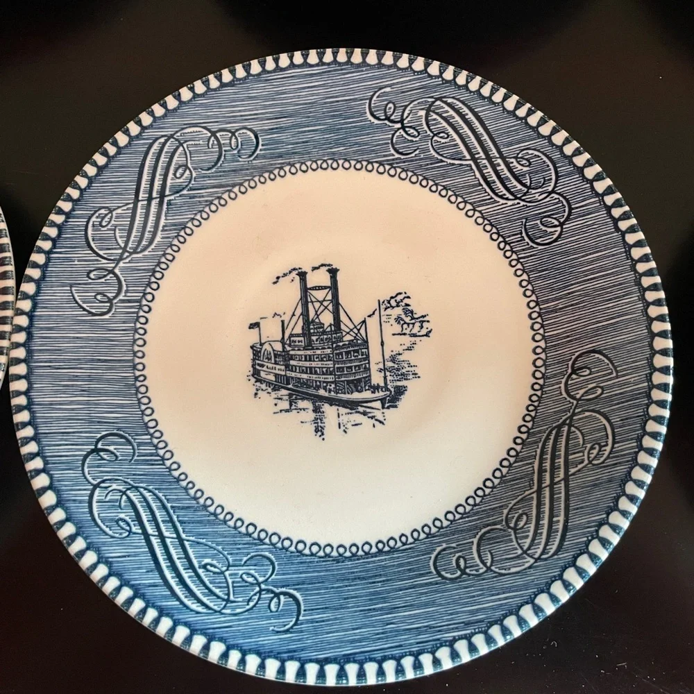 Currier and Ives Saucers with Steamboat 